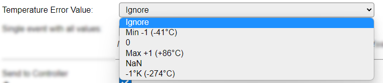 Temperature Error Value options