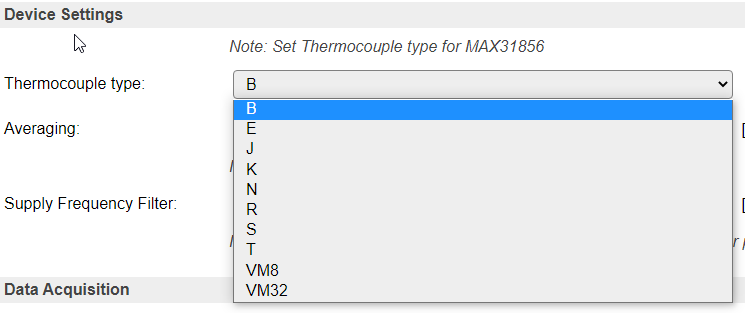 image showing the selection of thermocouples used with the MAX 31856 adapter