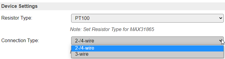image showing the selection of sensor wiring - 2/4- wire, 3-wire.