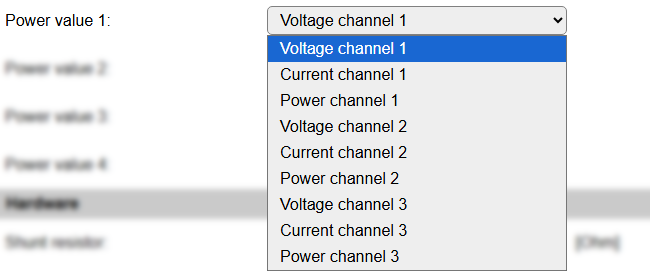 Available Power Value options