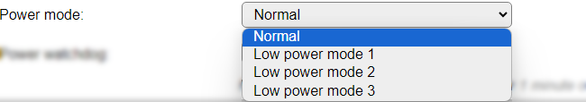 Power mode options